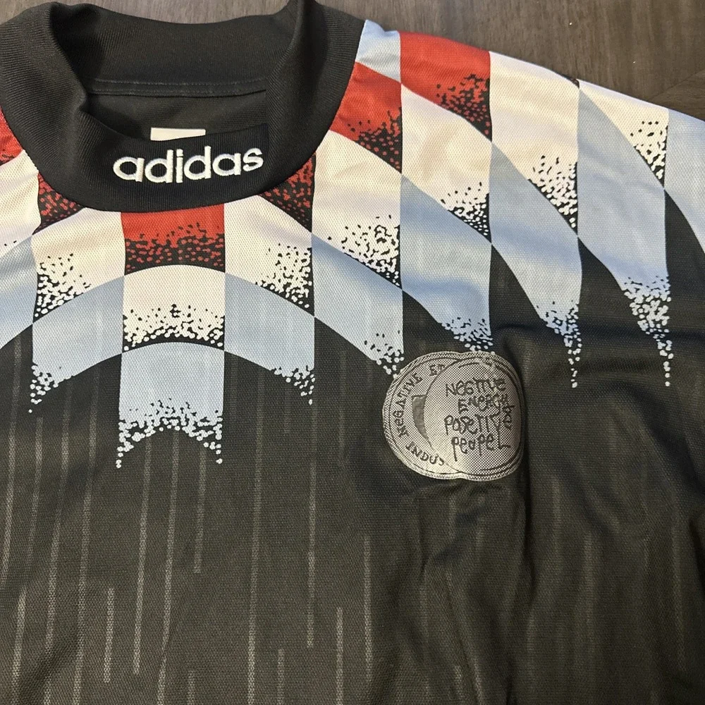 ADIDAS SKATEBOARDING SILVAS JERSEY SHIRT BLACK WHITE BLUE Mens XL